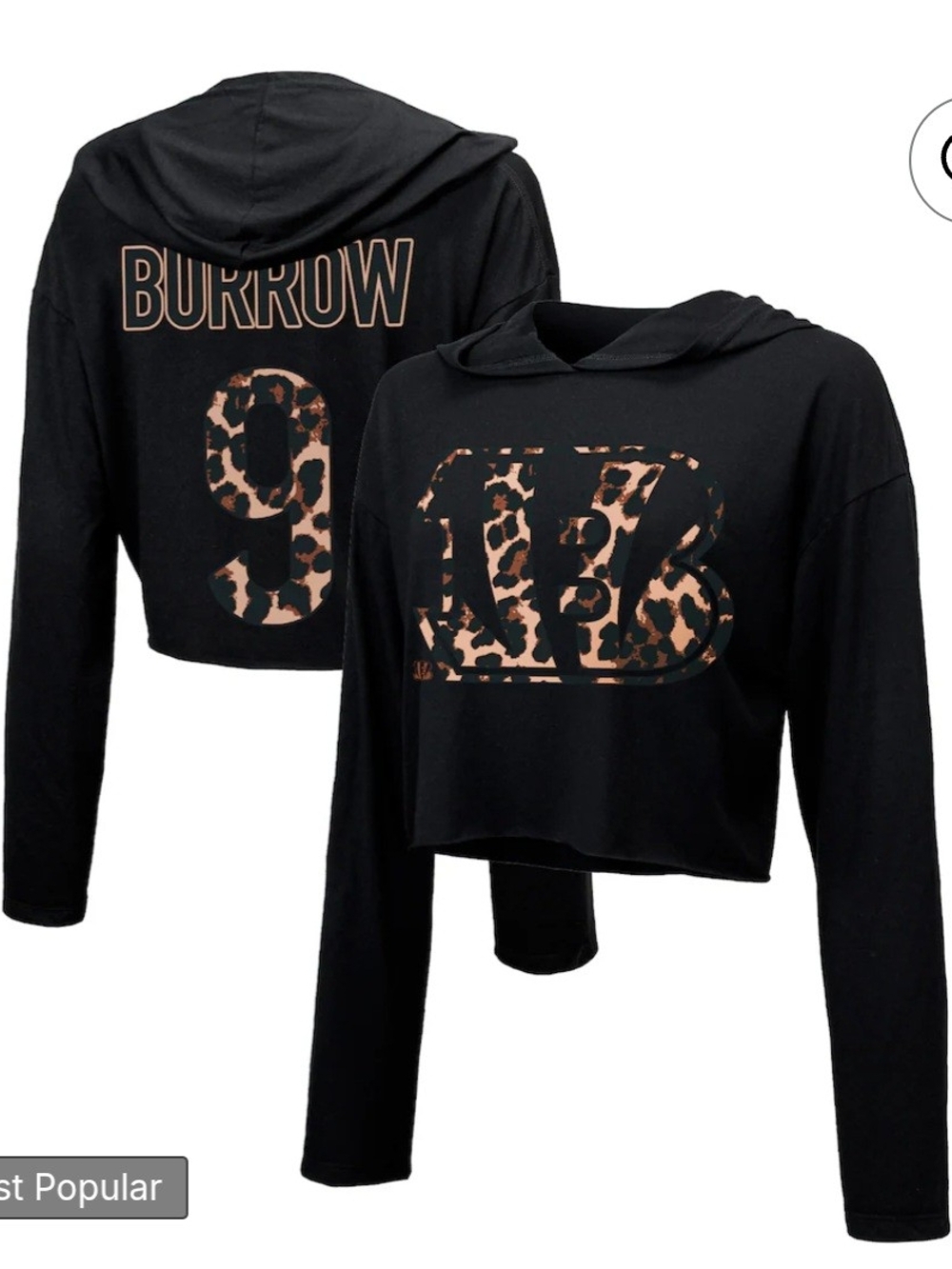 Women's Majestic Threads Joe Burrow Black Cincinnati Bengals Leopard Player Name